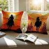 Cool Rider Horse Painting Art Cushion Cover Pillowcase Short Plush Invisible Zipper Room Sofa Cushion Cover