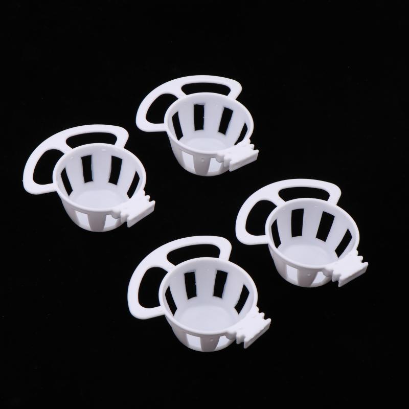 

4Pcs Small Bird Plastic Food Cup Egg Tray Convenient Food Feeder Box For Canary Finch Small Size Birds