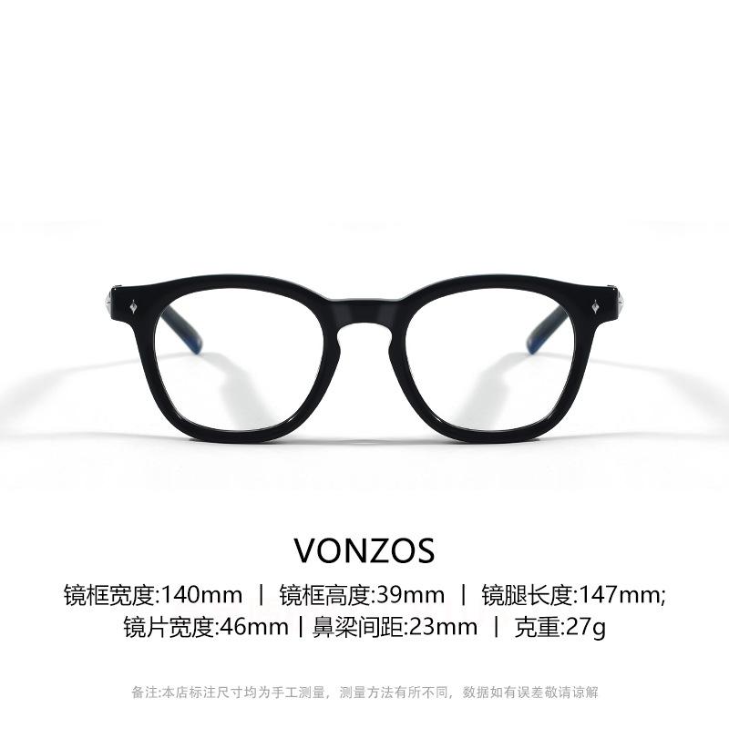 

New black frame acetate non-prescription glasses, same style as worn by Xu Guanghan Vonzos Fashionable square frame for nearsightedness, can be Black Frame/Transparent l