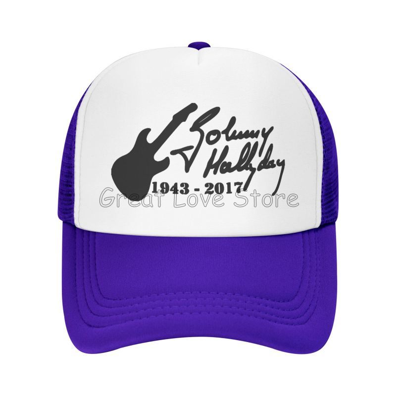 Johnny Hallyday Mesh Baseball Cap French Rock Legend Breathable Trucker Hat Unisex Travel Adjustable Hat Sunscreen Baseball Cap