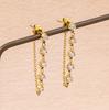 Fenny 18K Gold-plated No Fade Fashion Clear&Green Zirconia Tassel Chain Hoop Earring Trend for Women Ladies Jewelry
