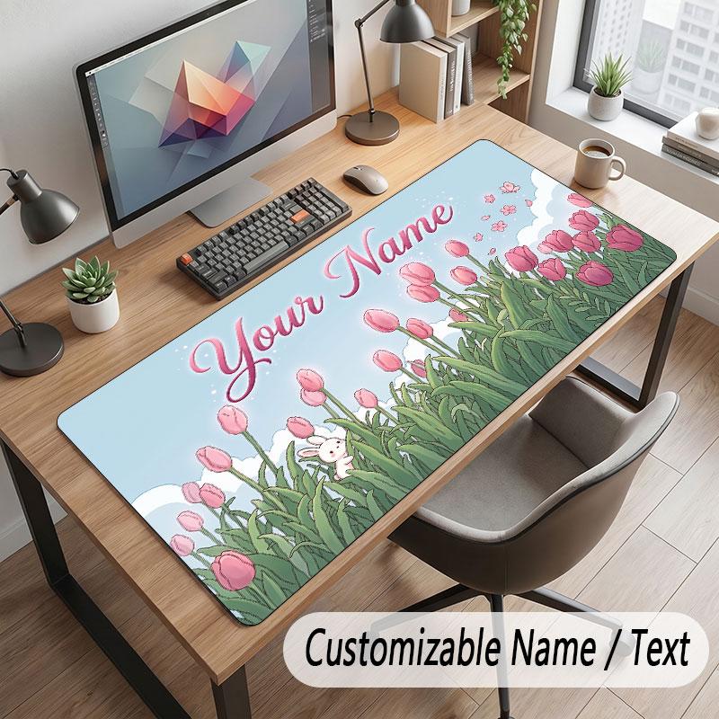 Nature Library Travel Theme Customized Mouse Pad Personalized Print Name Text Desk Mat For Home Office Table Decor