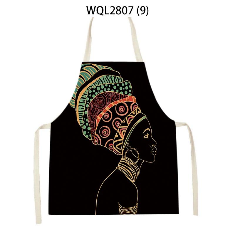 Cartoon African Woman Pattern Kitchen Sleeveless Aprons Home Cleaning Cooking Apron Baking Accessories Household Pinafores