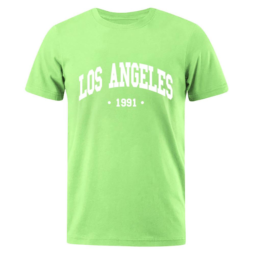 Los Angels 1991 Usa City Letter Printing Clothes Men Oversize Breathable T Shirt Summer Sweat Casual T-Shirt Cotton Tee Shirt