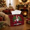 1pc Country Checkered Tissue Box - Gnome Pickup Truck Pine Napkin Storage Box, Suitable for Rolls/Facial Tissues/Single Sheets, Multi-Functional Stora