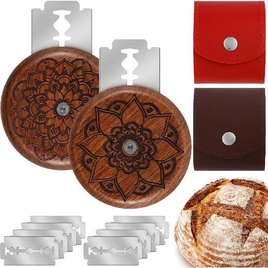 2Pcs UFO Bread Lame Cutter for Scoring Homemade Dough Bread Dough Scoring Tool with 10 Blades 4.8cm Stainless Steel Sourdough Bread Scorer Dough