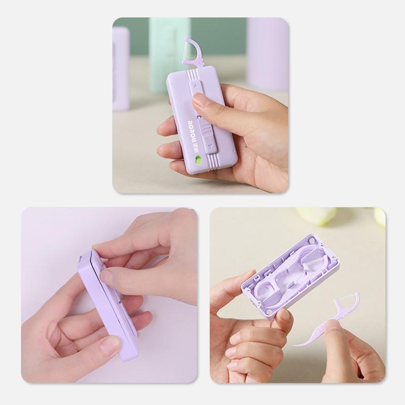 10Pcs/Box Automatic Dental Floss Container Easy Push Bilateral Outlet Floss Toothpick Set Magnetic Design Tooth Care