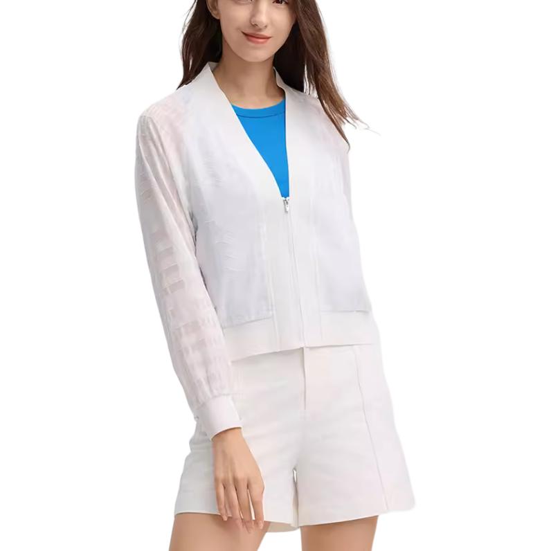 FILA Fashion Casual Lightweight Breathable Jacket Women jackets Bright-White F11W438705F-WT