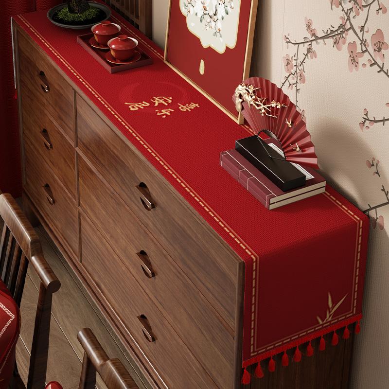 Tv Cabinet, Tablecloth, Fu Character, Side Cabinet, Cover Cloth, Red Festive Tablecloth, Dining Table, Coffee Table, Long Table Flag