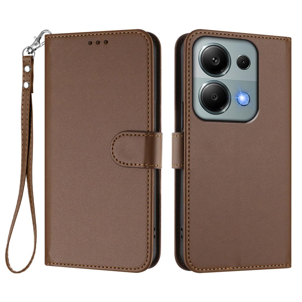 For Xiaomi Poco M6 Pro 4G/Xiaomi Redmi Note 14S 4G/Xiaomi Redmi Note 13 Pro 4G Leather Case Wallet Stand Phone Cover with Wrist Strap