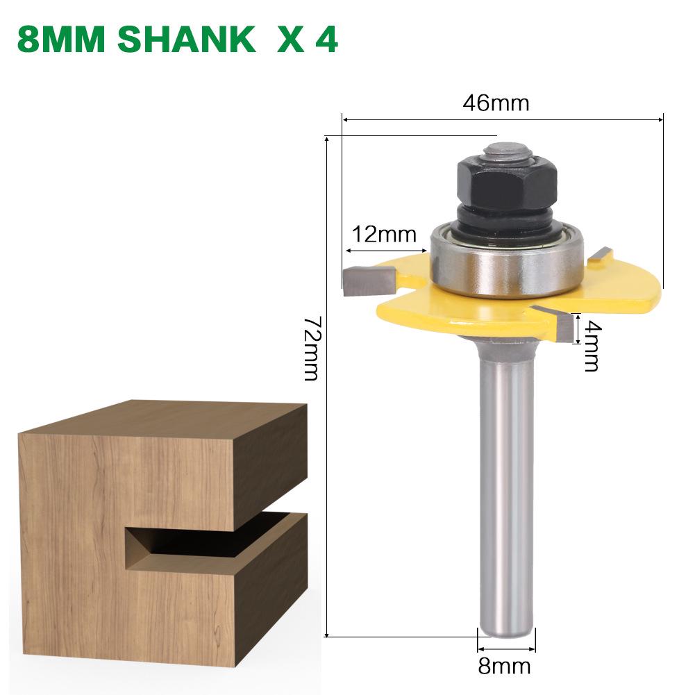 3-Tooth T-Slotting & Rabbeting Router Bit, 4mm Woodworking Cutter