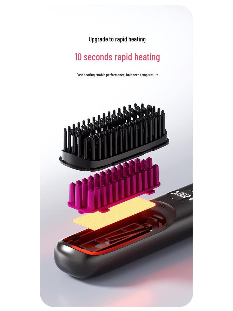 Rechargeable Ceramic Hair-Safe Wireless Straightening & Curling Brush