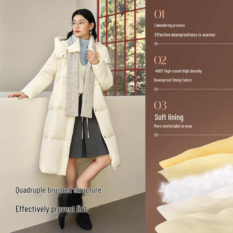 Aolilai Chen Duling Women's Detachable Hooded Long Down Jacket