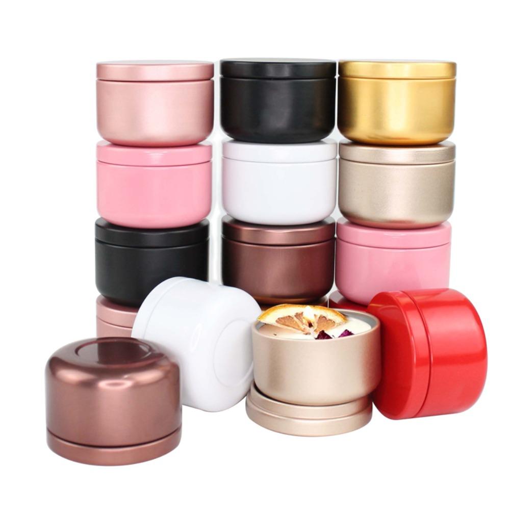 

Lid Practical Storage Box Aromatherapy Sealed Tea Can Cosmetic Jars Candle Tin Candle Containers Frosted Gold