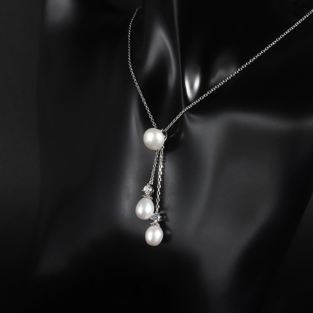 S925 Silver Natural Freshwater Pearl Necklace, Light Luxury Ins Personality Clavicle Chain Sterling Silver Necklace Necklace