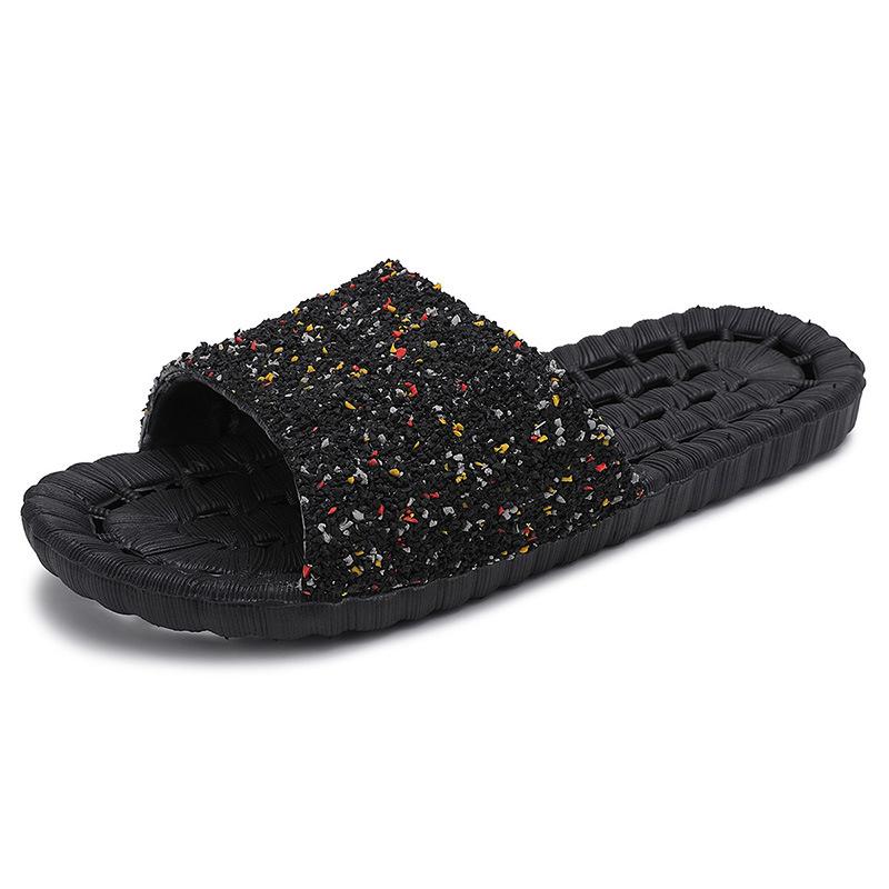 Summer lace embossed one-word slippers thick-soled non-slip breathable beach shoes casual cool slippers 36