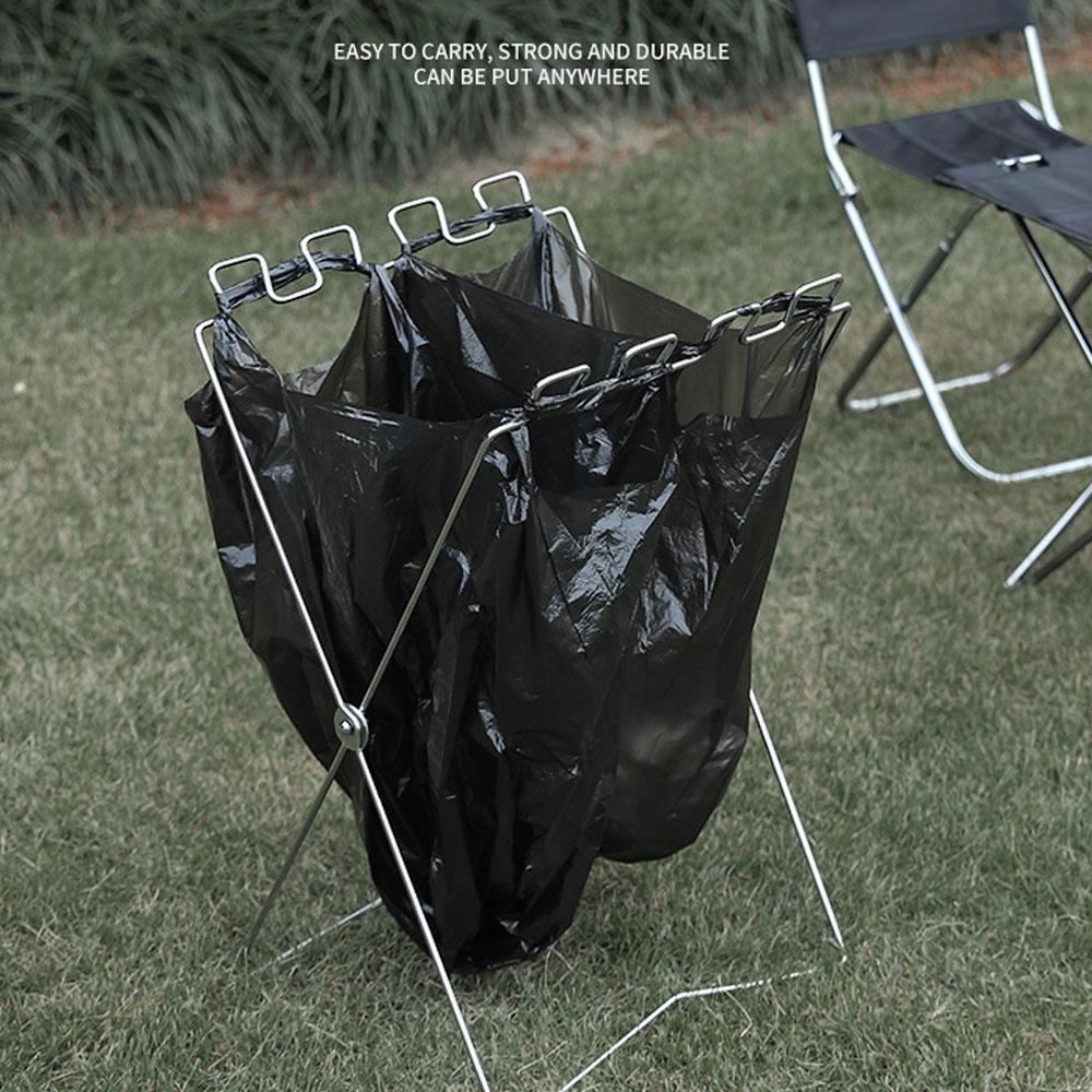 Trash Rack Outdoor Folding Garbage Bag Holder Trash Bag Frame for Kitchen Camping Picnic Barbecue