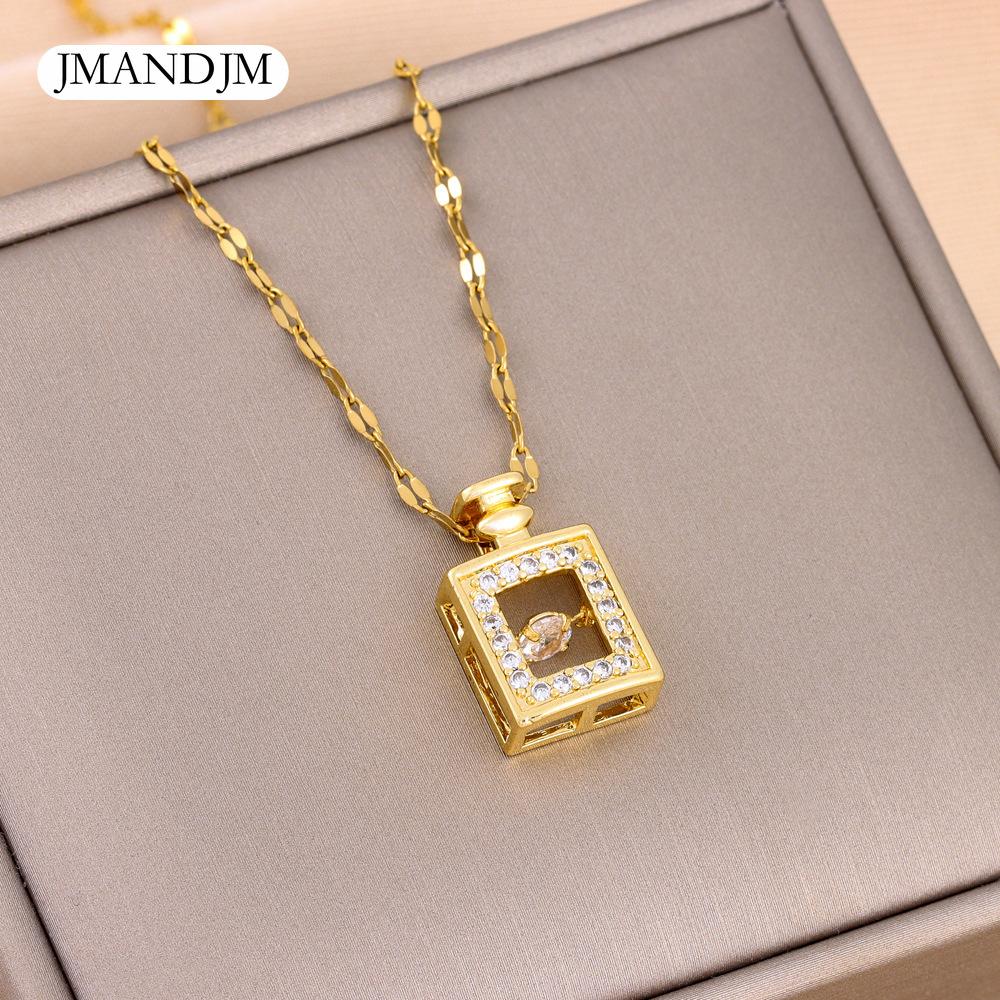 Douyin live stream beating heart smart perfume bottle titanium steel necklace women's stainless steel collarbone chain