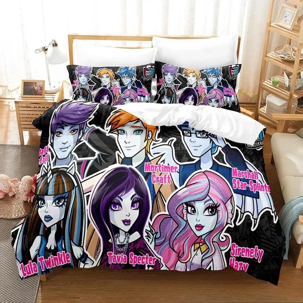 

3D Друк Персоналіті Монстр Мультяшний Високий Комплект Постільної Білизни Хлопчики Дівчатка Полуторний Двоспальний Королівський Розмір Підковдра Наволочка Ліжко хлопчики Дорослий 155x220cm 3pcs