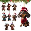 Christmas Acrylic Dog Pendant 2D Acrylic Christmas Dog Ornaments Festival Dachshund Set For Car Backpacks Doors