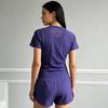 Professionelles Raglan Yoga Set: Sommer Quick-Dry Kurzarm-T-Shirt, Hose und Bare-Feel Sportoberteil
