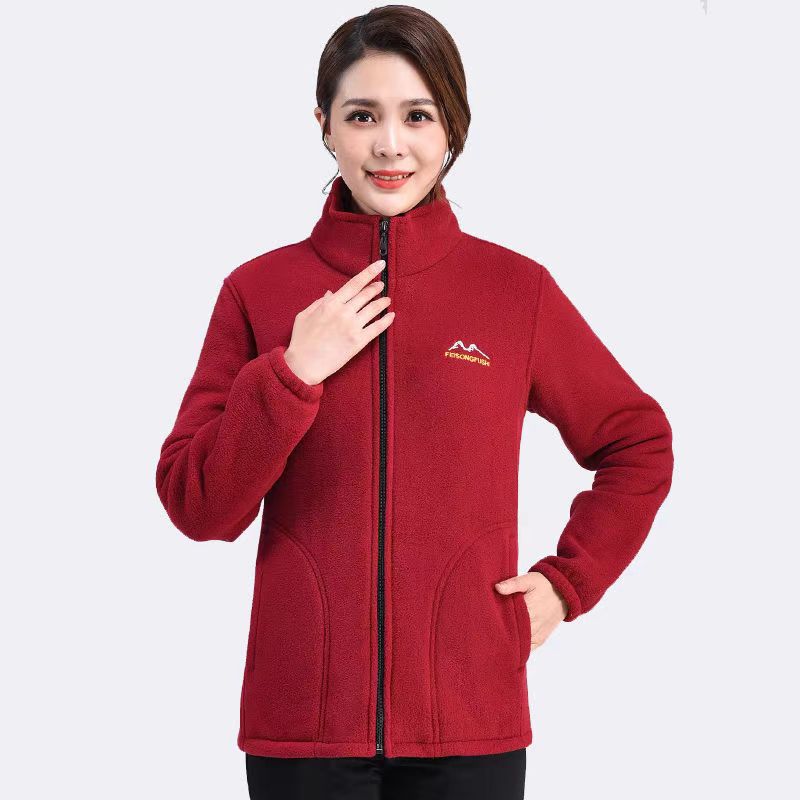 Autumn Winter Polar Fleece Women's Jacket Plus Velvet Thick Warm Fleece Sweater Loose Large Size Mother Wear Middle-aged and Elderly Women's Clothing