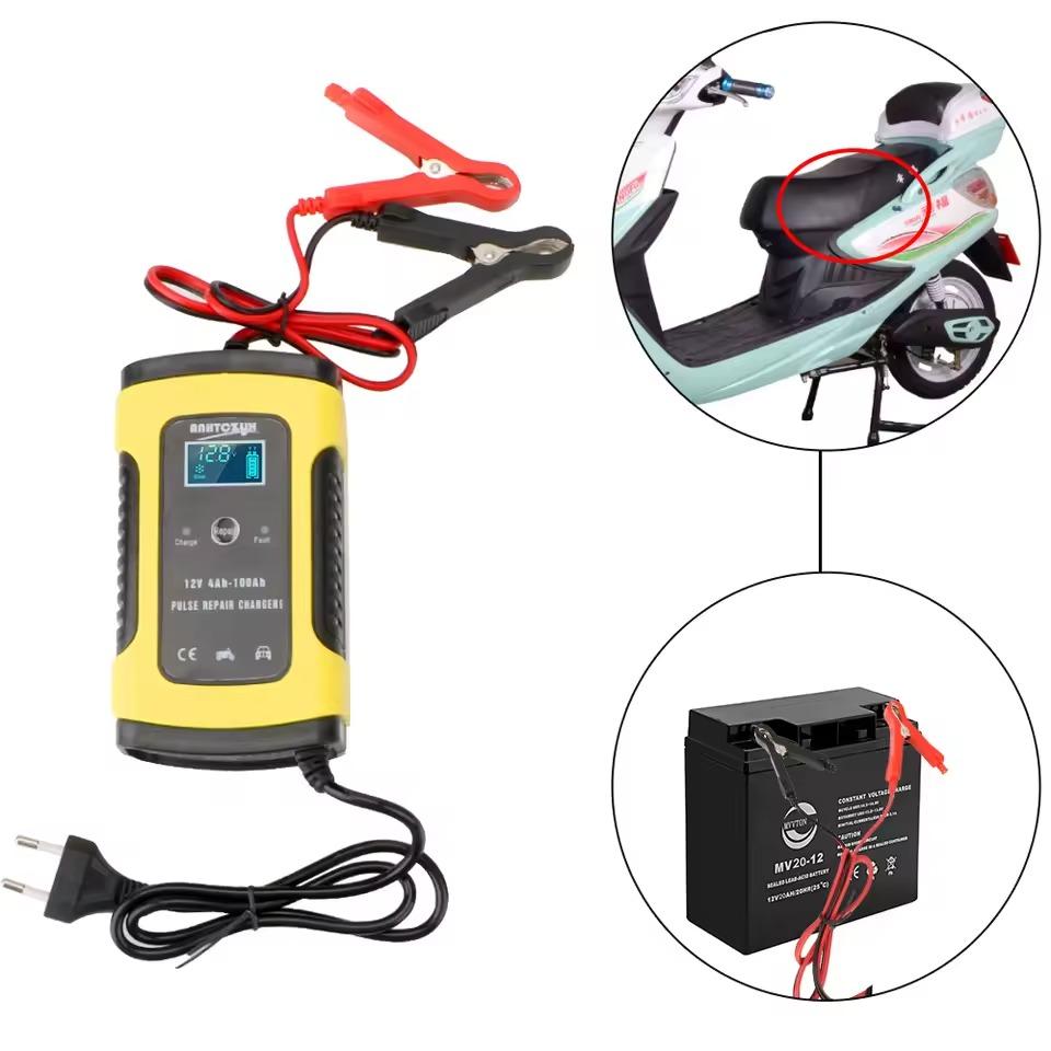 12V 6A Car Battery Charger Smart Full Automatic Display Battery Charger Power Puls Repair Chargers Wet Dry Lead Acid Battery