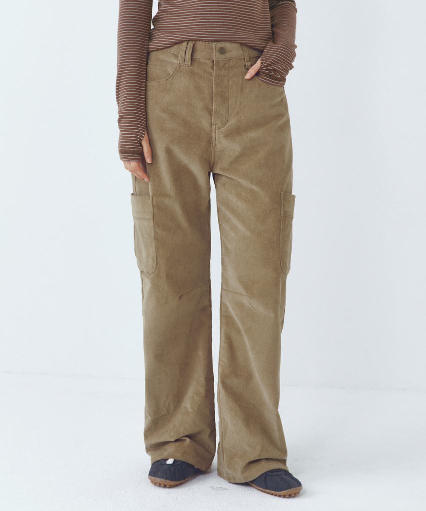 CITTA Classic Loose-Fit Cargo Corduroy Pants_Ctb560(Beige)