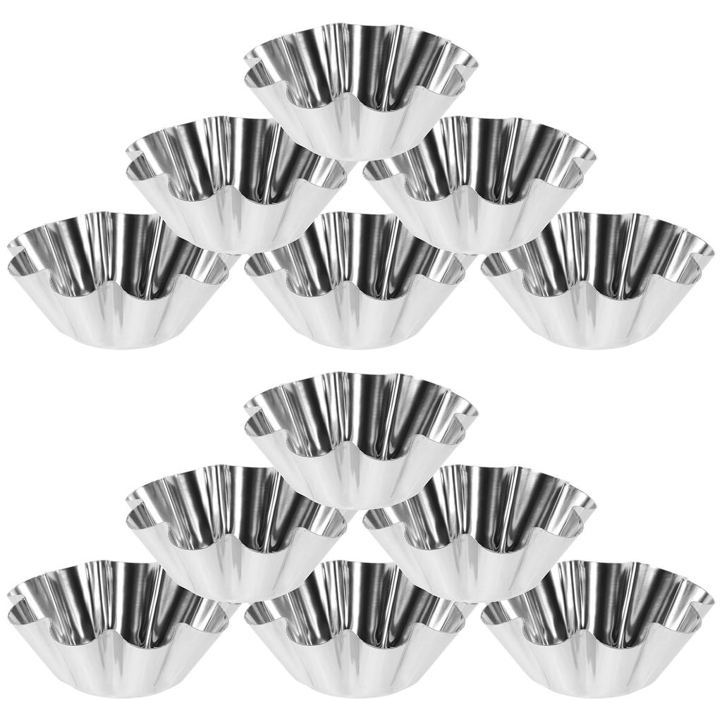 6 Pcs Non Stick Flower Tart Mold Chrysanthemum Baking Pan Carbon Steel Egg Tart Cups Muffin Dish Cooking Bakeware Silver Kitchen