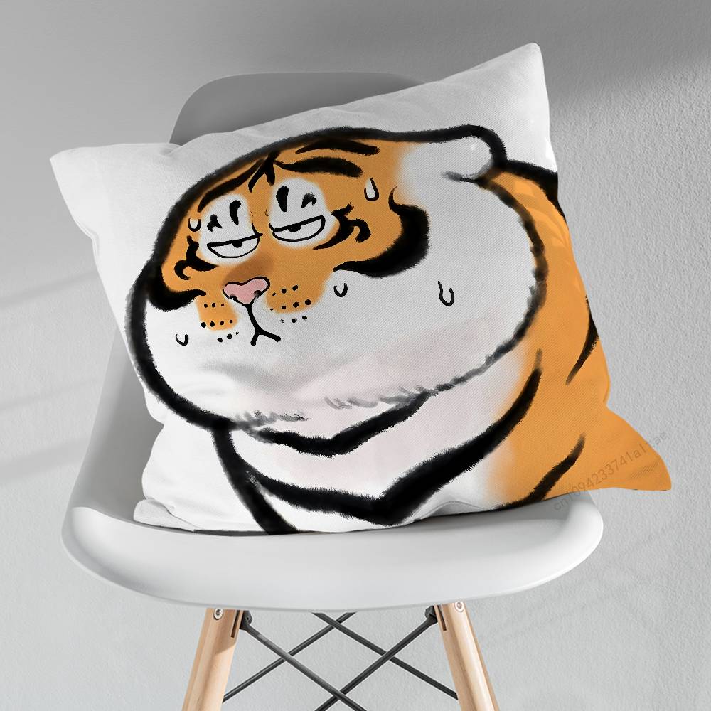 Funny Cute Tiger Emojis Pillow Case For 30x30cm45x45cm55x55cm For Home Bedroom Decoration And Protector