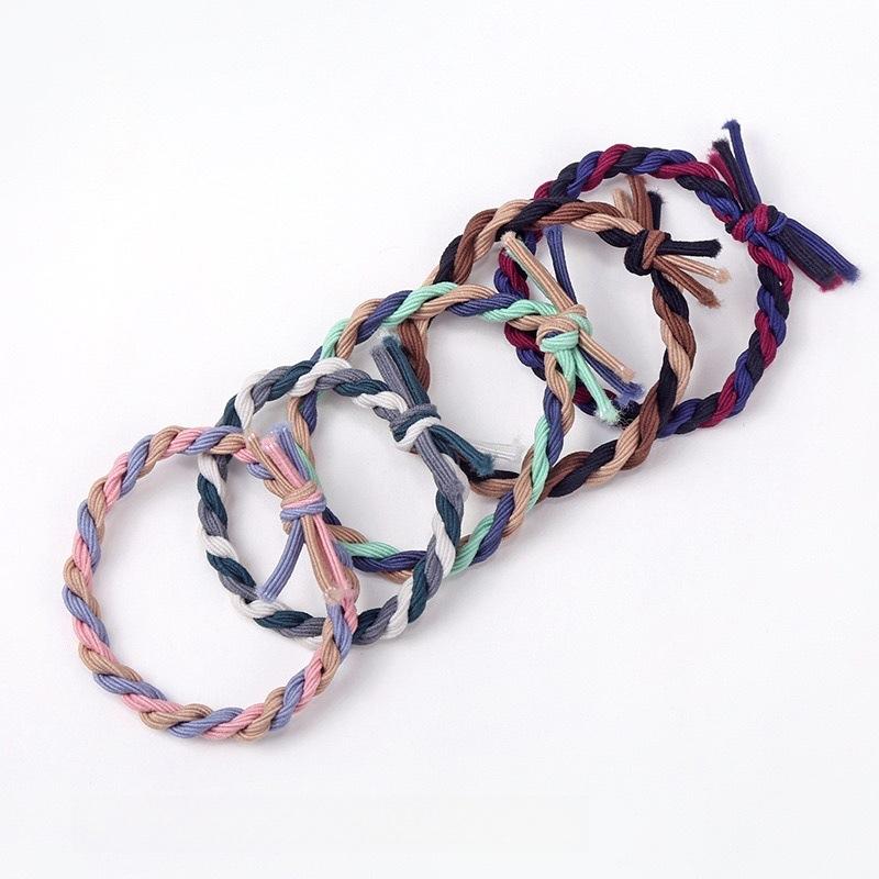 Colorful Plaited Braid Hairband with High Elasticity, Hair Elastic Band, Thickened Hand-woven Hair Tie, Knotted Hair Rope