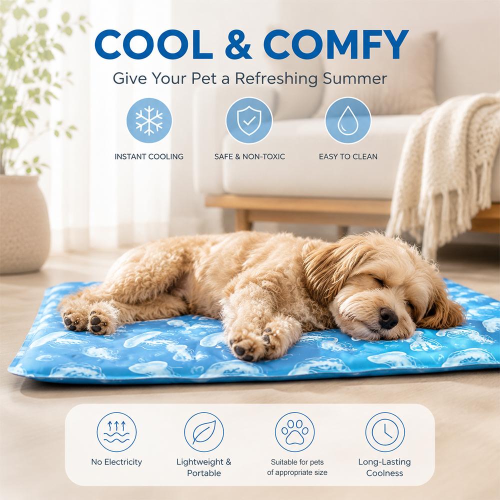 Pet Cooling Mat, Multiple Sizes, Extra Thick Summer Pad for Dogs & Cats, Waterproof Bite-Resistant Non-Permeable Sleeping Mat
