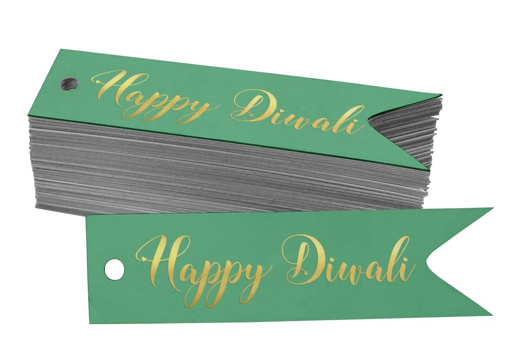 Inkdotpot Pack Of 100 Happy Diwali Favor Paper Tags Craft Real Gold Foil Hang