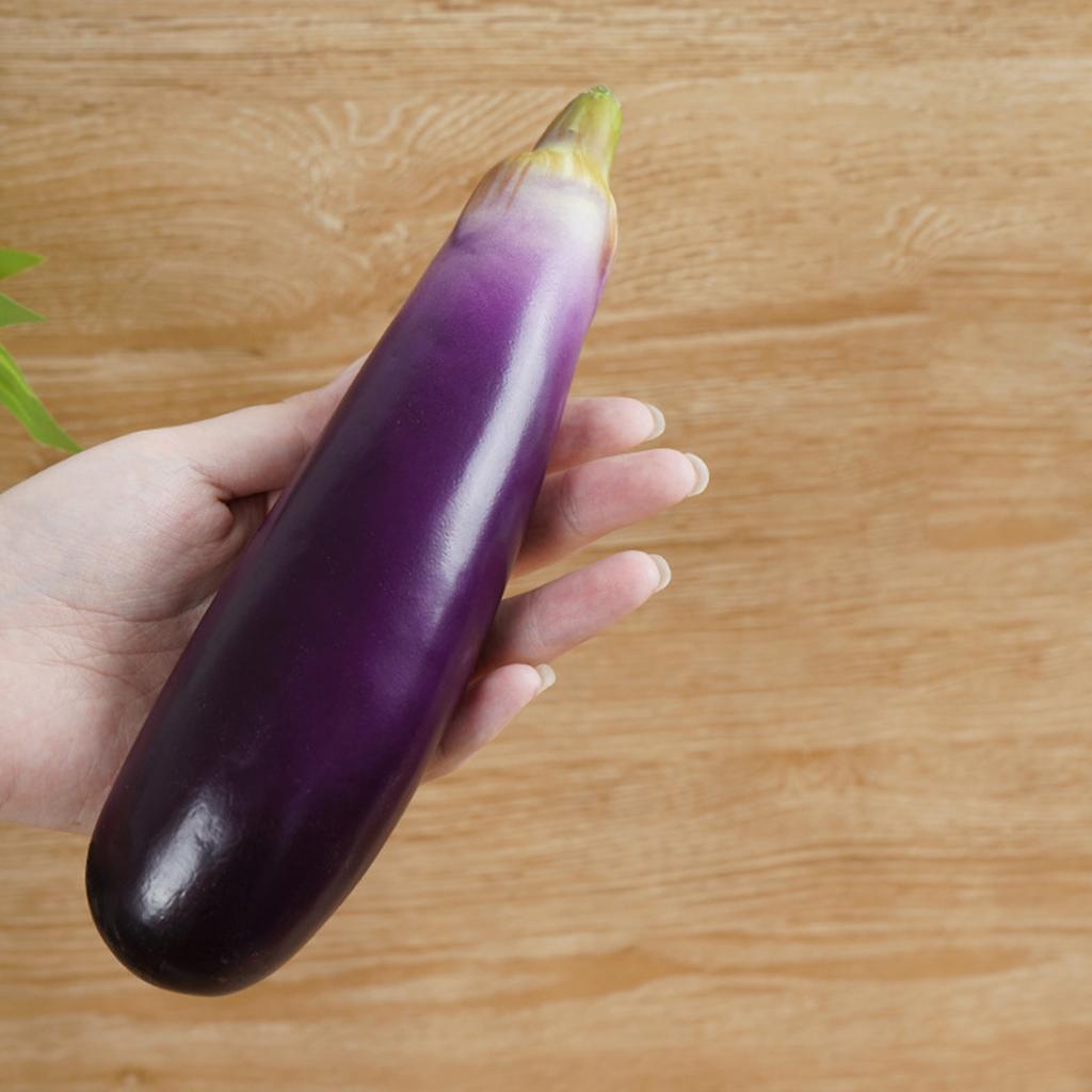 2pcs Realistic Artificial Aubergine Faux Eggplants Simulation Aubergines Foam Vegetable Decorations for Home and Office