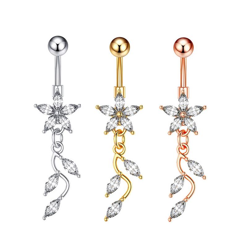 Stainless Steel Belly Ring Flower Navel Belly Button Rings Butterfly Navel Ring Navel Piercings Body Jewelry