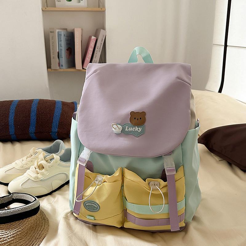 

Stylish Japanese Collapsible Backpack With Waterresistant Nylon For Travel And School Use Green Purple ,S
