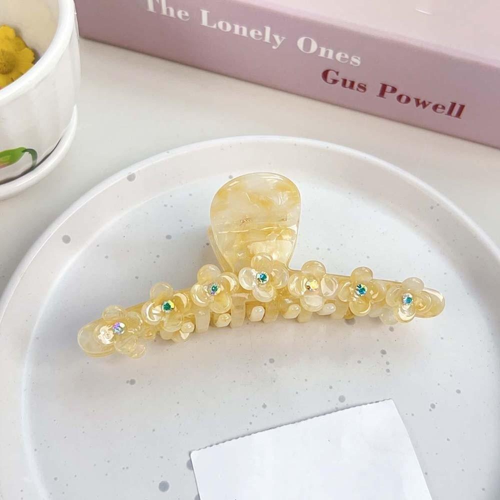 Korean Style Straight Line Shaped Shark Clip Elegant Acetic Acid Hair Claw Flower Hair Claw  Party