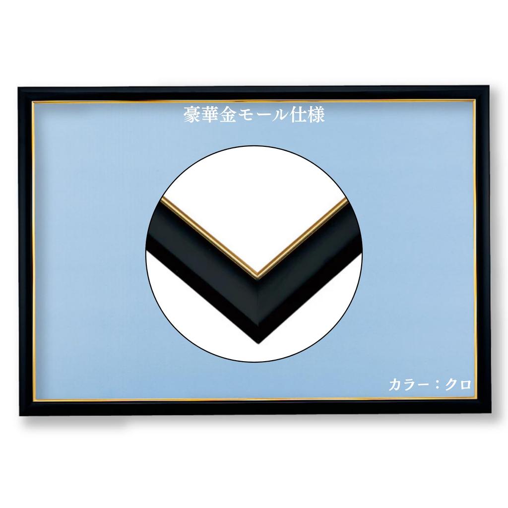 Beverly MP107K Wooden Jigsaw Puzzle Frame with Gold Molding, 51 x 73.5 cm (Panel No. 10-T), Black, with Wall Hanging Cord, UV Protection, No Tools