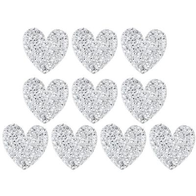 10pcs Sew On Type Heart Shaped Appliques Hot Fix Iron On Patches  For DIY Crafts
