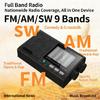 Elderly Friendly Portable Radio AM FM SW MW Bands Rechargeable Battery Radio Large Volumes Speaker Clear Sound