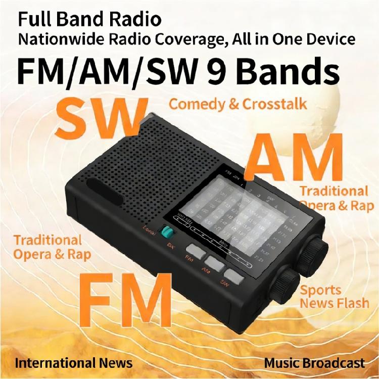 Elderly Friendly Portable Radio AM FM SW MW Bands Rechargeable Battery Radio Large Volumes Speaker Clear Sound