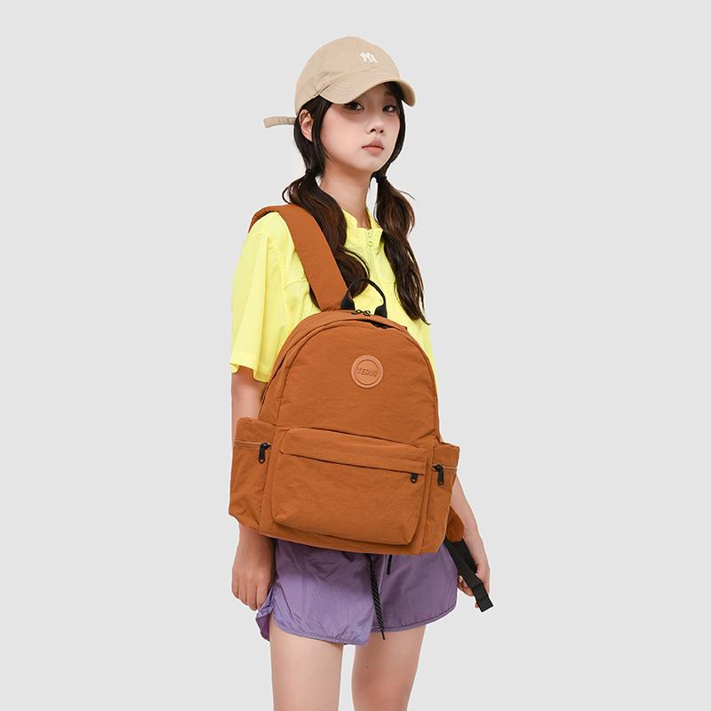 Outdoor Nylon Backpack Women Solid Color Backpack Student Schoolbag