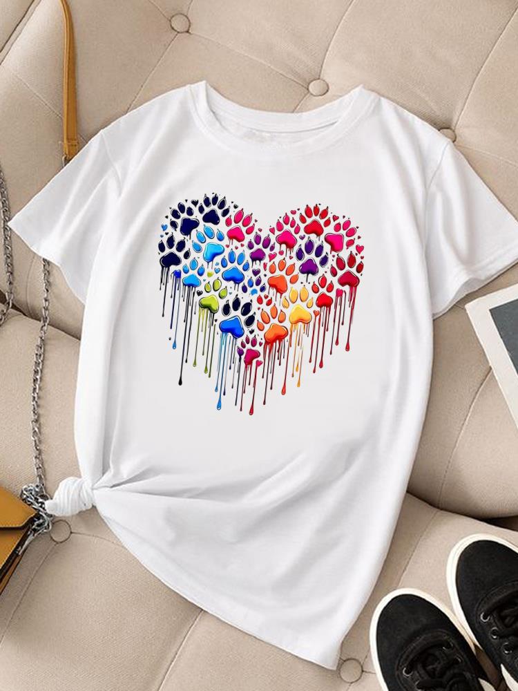 (Asian Size) Clothing Women Fashion Tee Top Lovely Flower Trend  Female T Shirt Woman Print Short Sleeve Graphic T-shirts