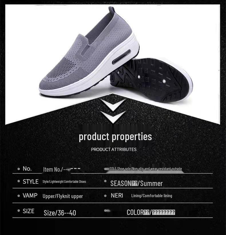 Women's Casual Summer Mesh Slip-on Shoes - Soft, Comfortable, Breathable, Versatile for Middle-aged and Elderly