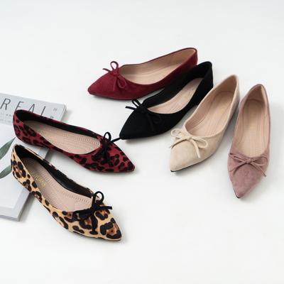 Mode Elegant Schleife Leopardenmuster Ballerinas Frau Übergröße 40-43 Sneaker Schuhe Damen Slipper spitze Zehen Flock Mokassins