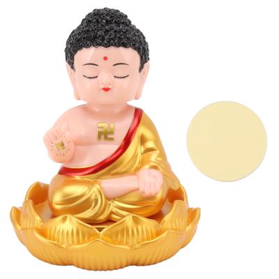 Buddha Ornament Solar Powered Light Energy Sensing Auto Nod Buddha Decoration for Home Car Office