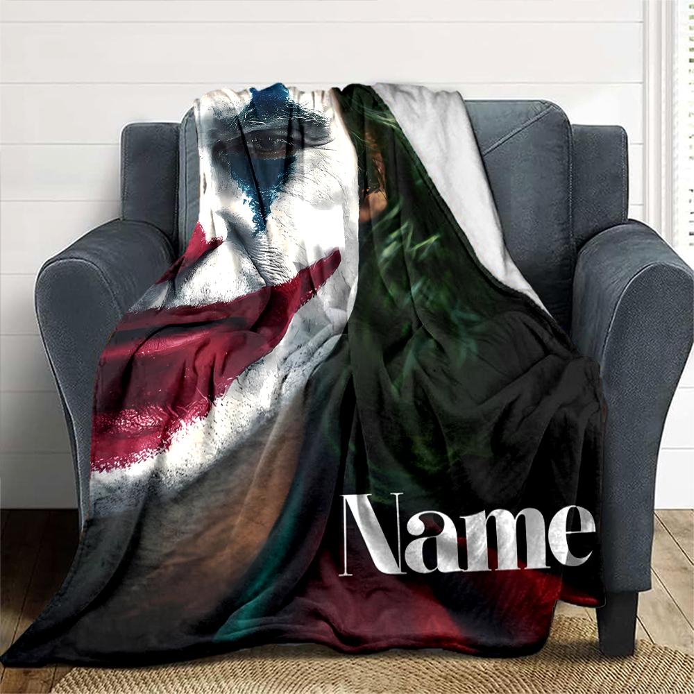 Customiz Name Personality Joker Blanket Soft &Warm Sofa Office Bed Travel Lunch Break Blanket, Gift Suitable All Seasons