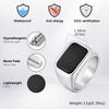Herren Edelstahl Quadratischer Stein Ring, Minimalistischer Wasserdichter Stempelring Fingerringe, Punk Schmuck Geschenk