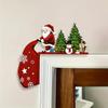 1/2Pcs Antique Wooden Christmas Door Corner Decoration Santa Claus With Reindeer And Snowman Holiday Party Decorations