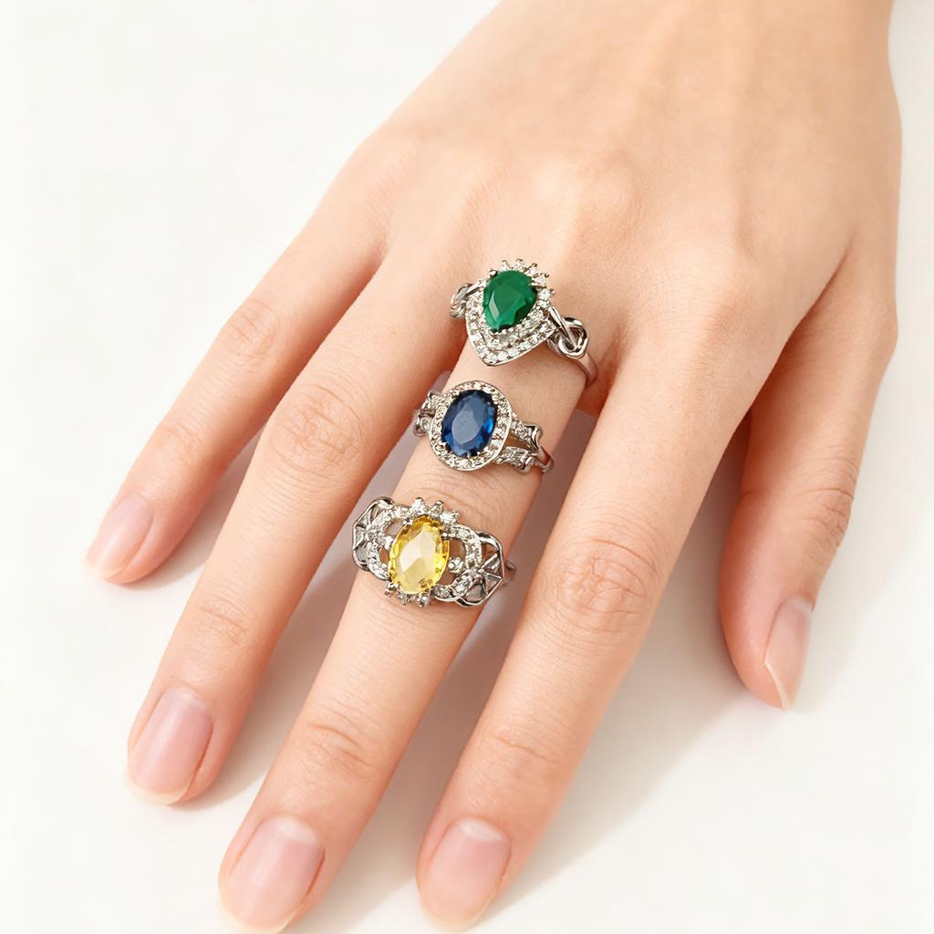 10 Pezzi Anelli in Zirconia Cristallina - Aperture Regolabili per Dita Indici Eleganti da Donna Accessori